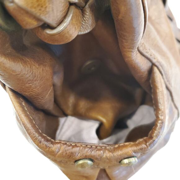 Kooba Hobo Bag Shoulder Carla Braided Tassels Brown Leather Drawstring Satchel - Picture 10 of 16